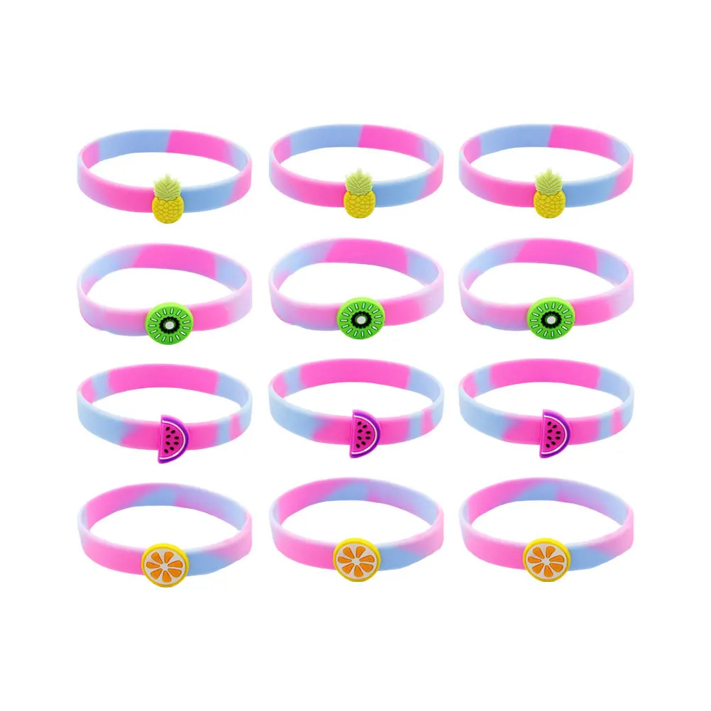 

12Pcs Fruit Design Silicone Wristbands Children's Colorful Bracelets Party Decoration Comfortable Wrist Straps