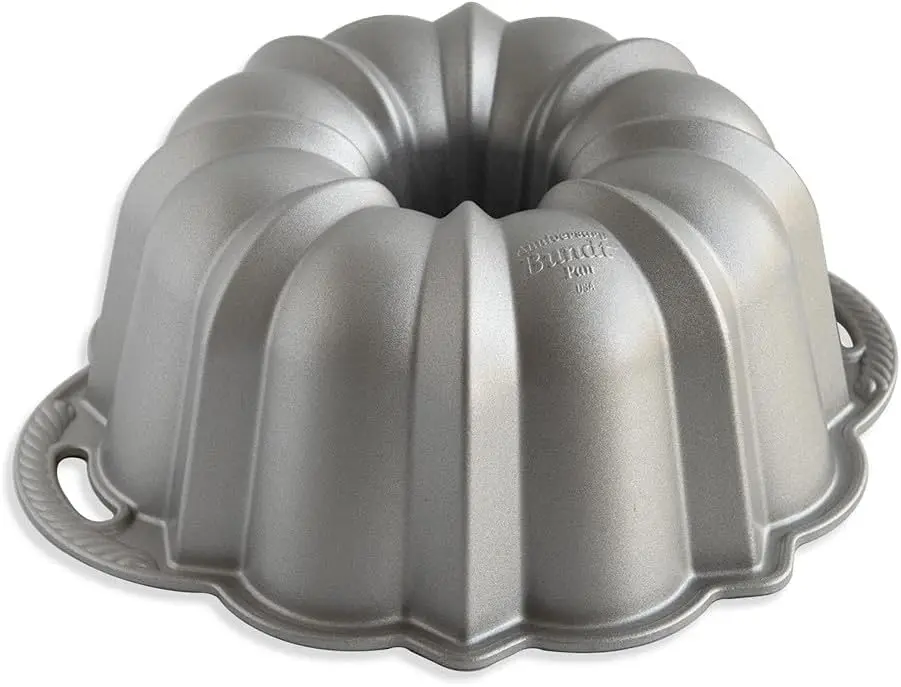 

15-Cup Silver Bundt Pan for Even Baking, Nonstick & Easy Cleanup