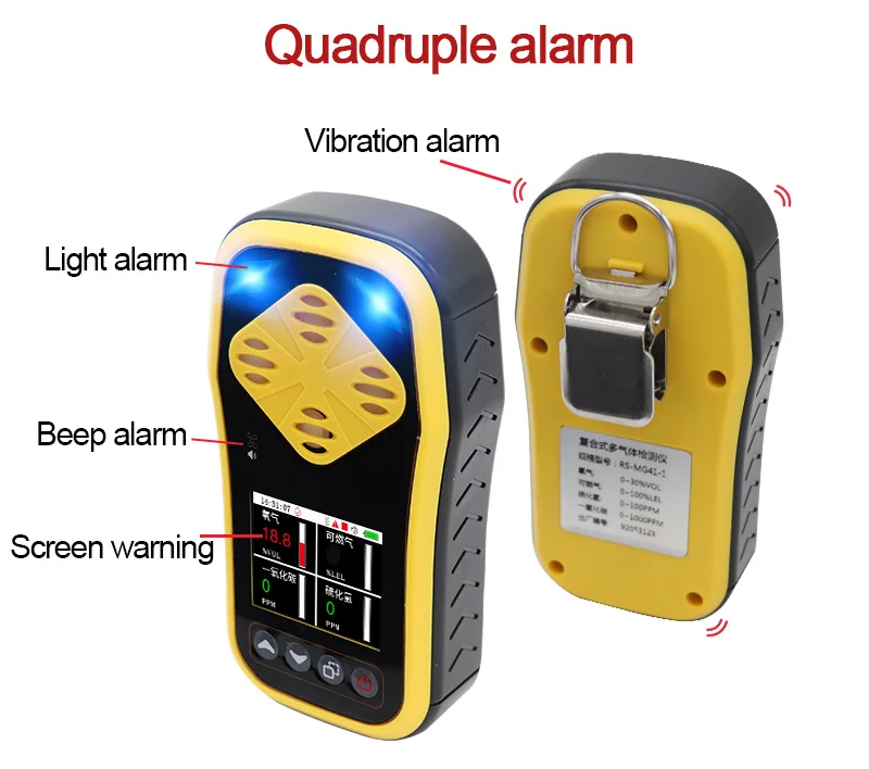 Upgradeportable O2 H2S Co Ex 4 In 1 Multi Gaslekzoeker Handheld Brandbaar Gaslekzoeker