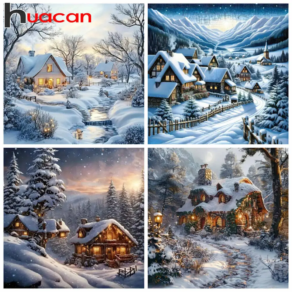 Huacan 2025 مجموعة جديدة لوحات الماس دولفين السماء الماس التطريز البحر الغروب فسيفساء لوحات الديكور الفنية