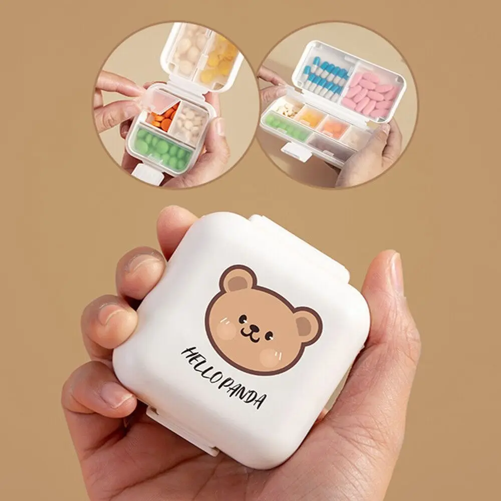 Cute Plastic Pill Organizer Double Layer Sealed Pill Storage Box Moistureproof Health Care Medicine Box