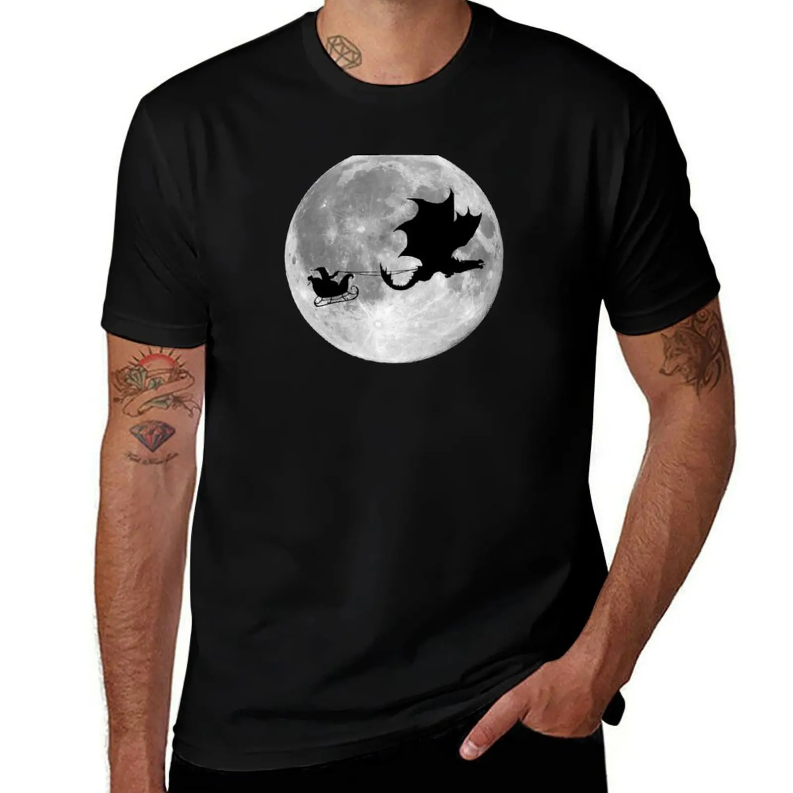 Santa Claus Dragon Rider Sleigh Ride T-Shirt Casual Work Wear T-Shirt