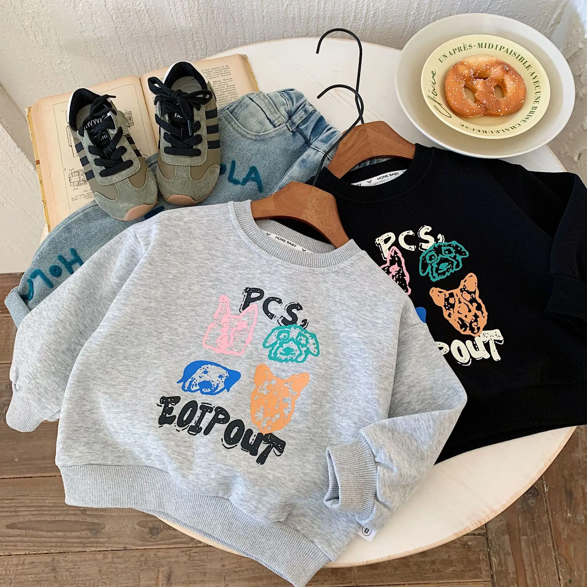 UNITIM Frühlings-Sweatshirt für Jungen, Baumwolle, mit Buchstaben bedruckt, für Kinder, Babys, Jungen, Pullover, locker, lässig, runder Kragen, 2–8 Jahre, lange Ärmel