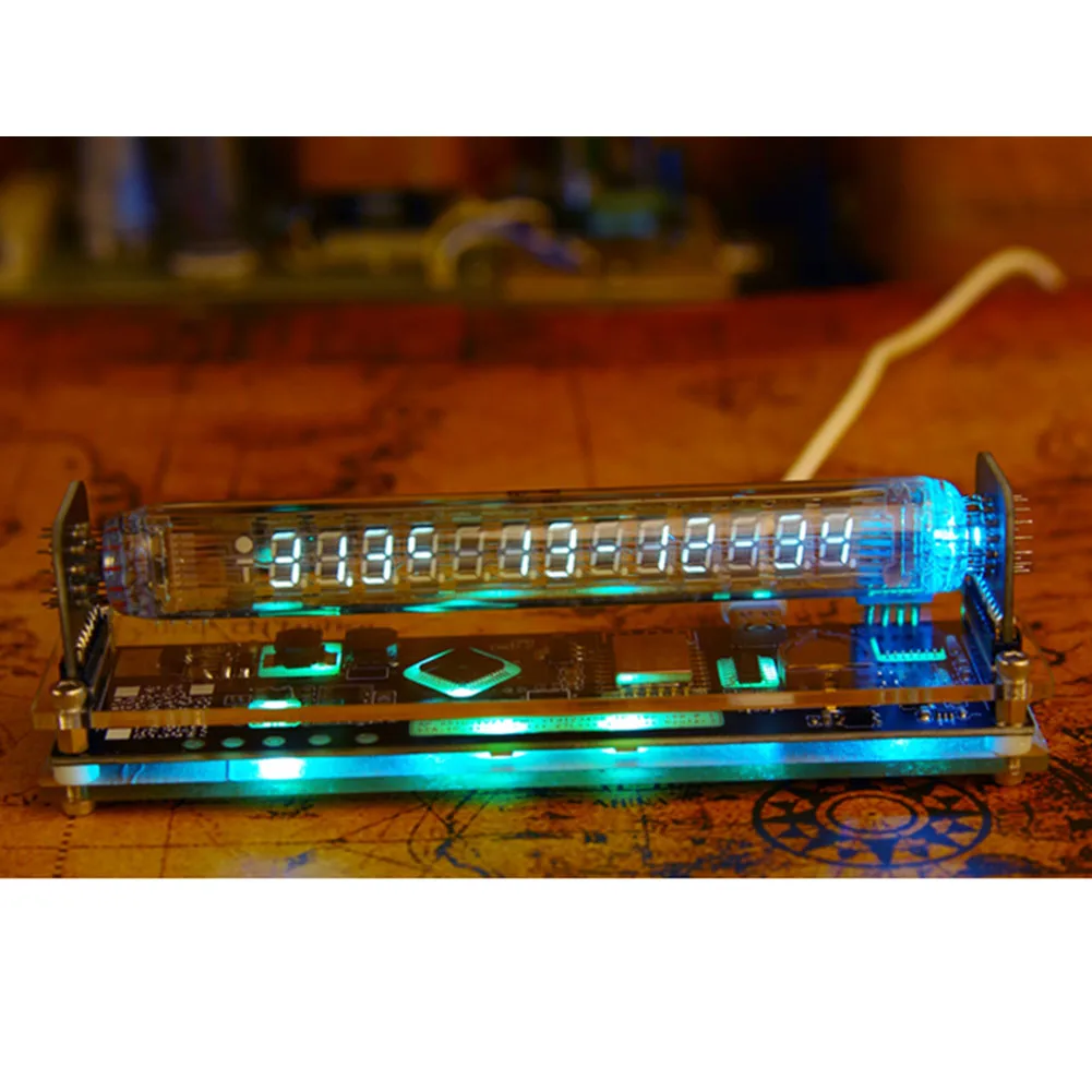Desk Decoration IV27 for vfd Clock Fluorescent Tube Adjustable RGB Colors Remote Control Settings For Gaming Desktop