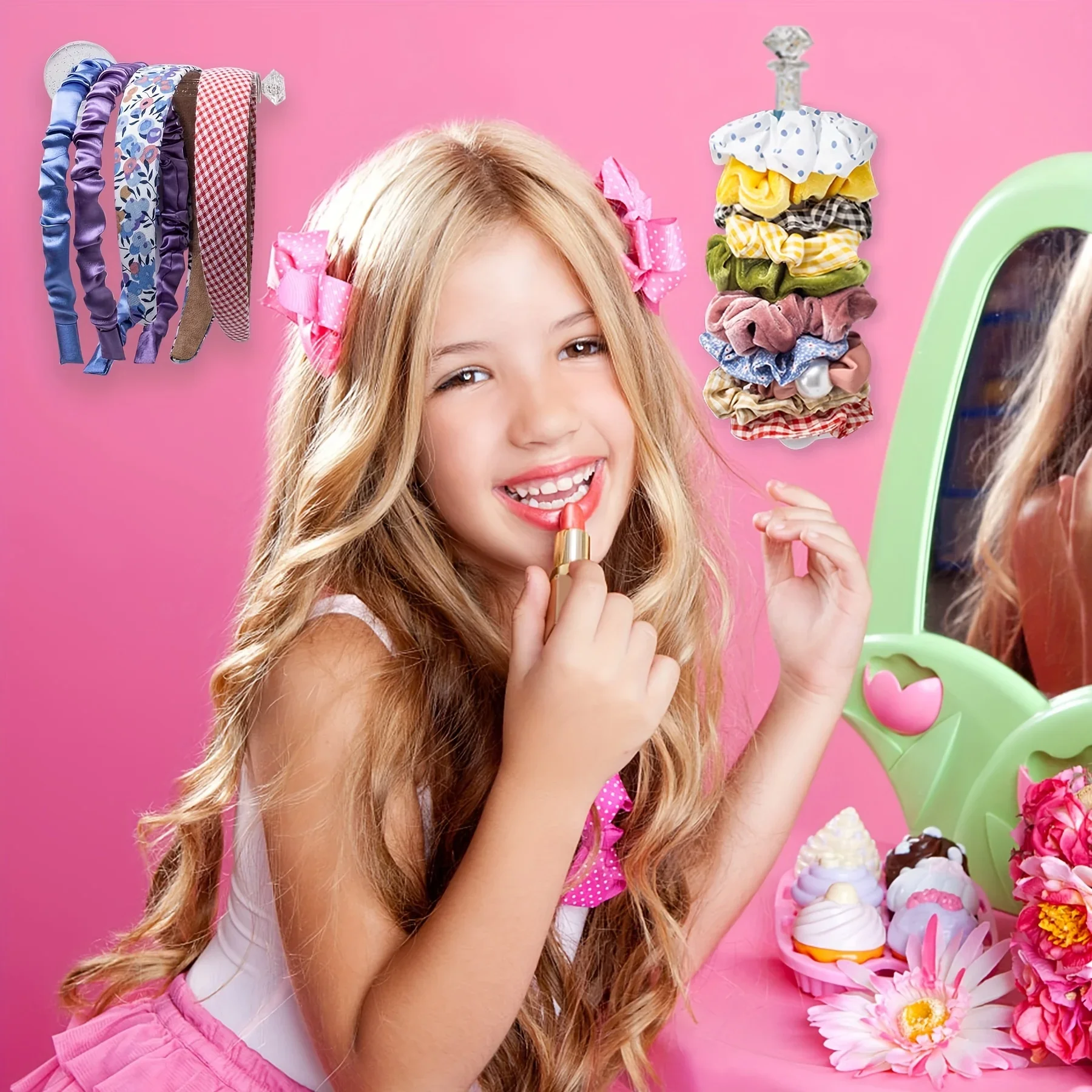 4 قطع من حامل عصابة الرأس، حامل منظم Scrunchie، رف تخزين منظم لإكسسوارات الشعر لعصابة الرأس وربطات الشعر، شفاف #5