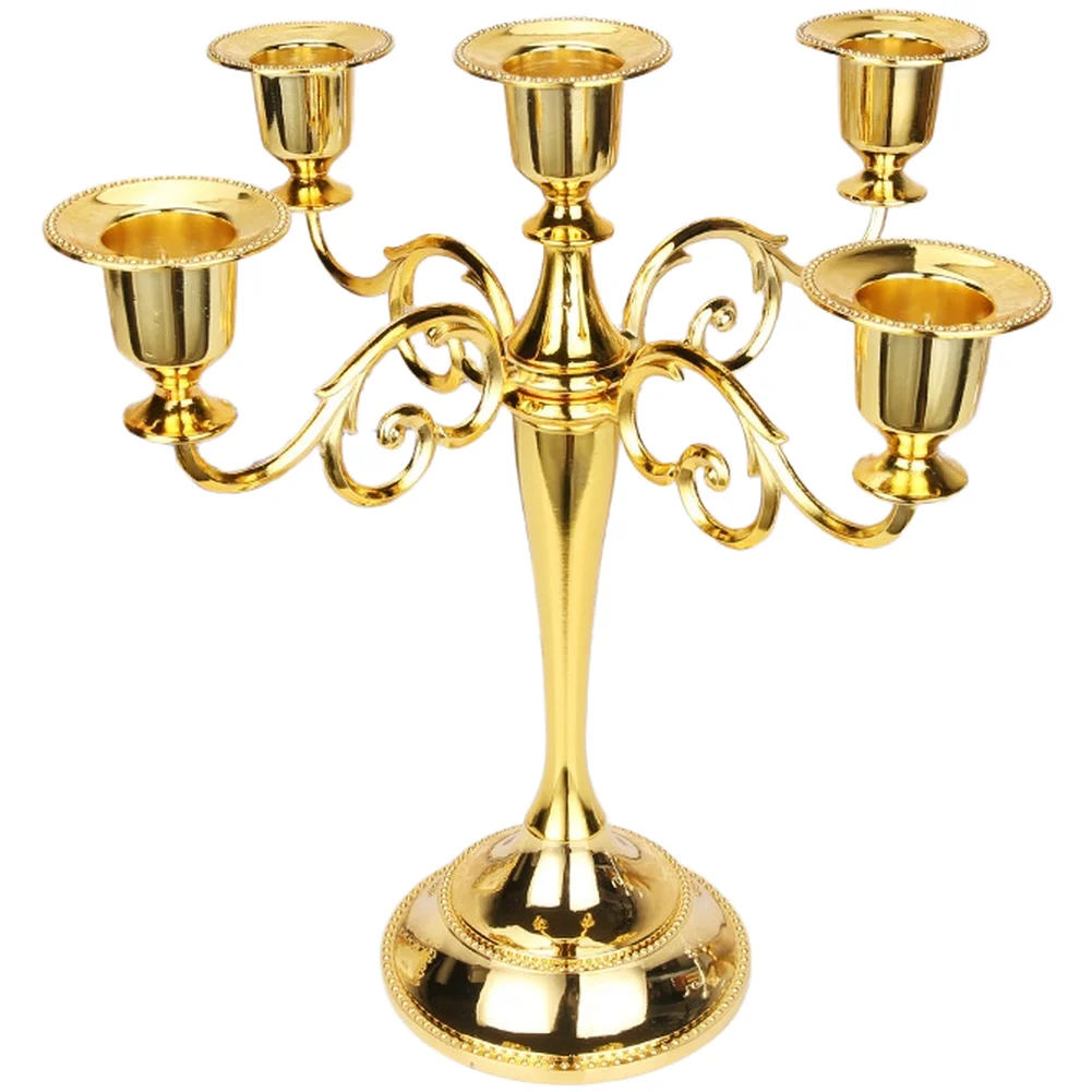 Romantic European Design Candle Holder with Three or Five Metal Arms for Wedding Table Setting and Living Area Decoration