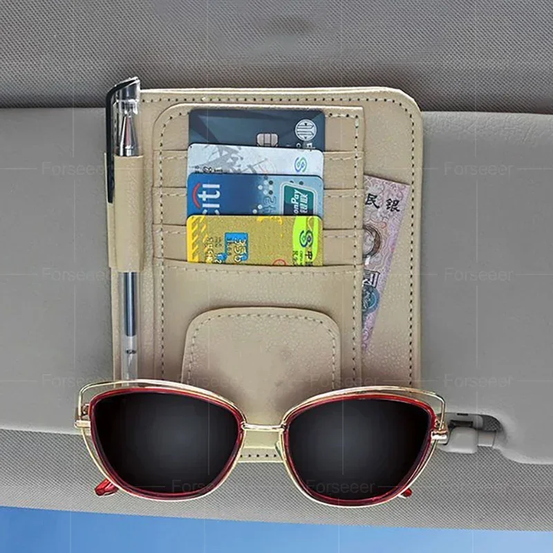 Car Sun Visor Storage Card Bag Glasses IC Card Clip Holder For DFM Forthing T5 EVO S50 S60 SX6 M5 2022 2023 2024 2025 Accessory