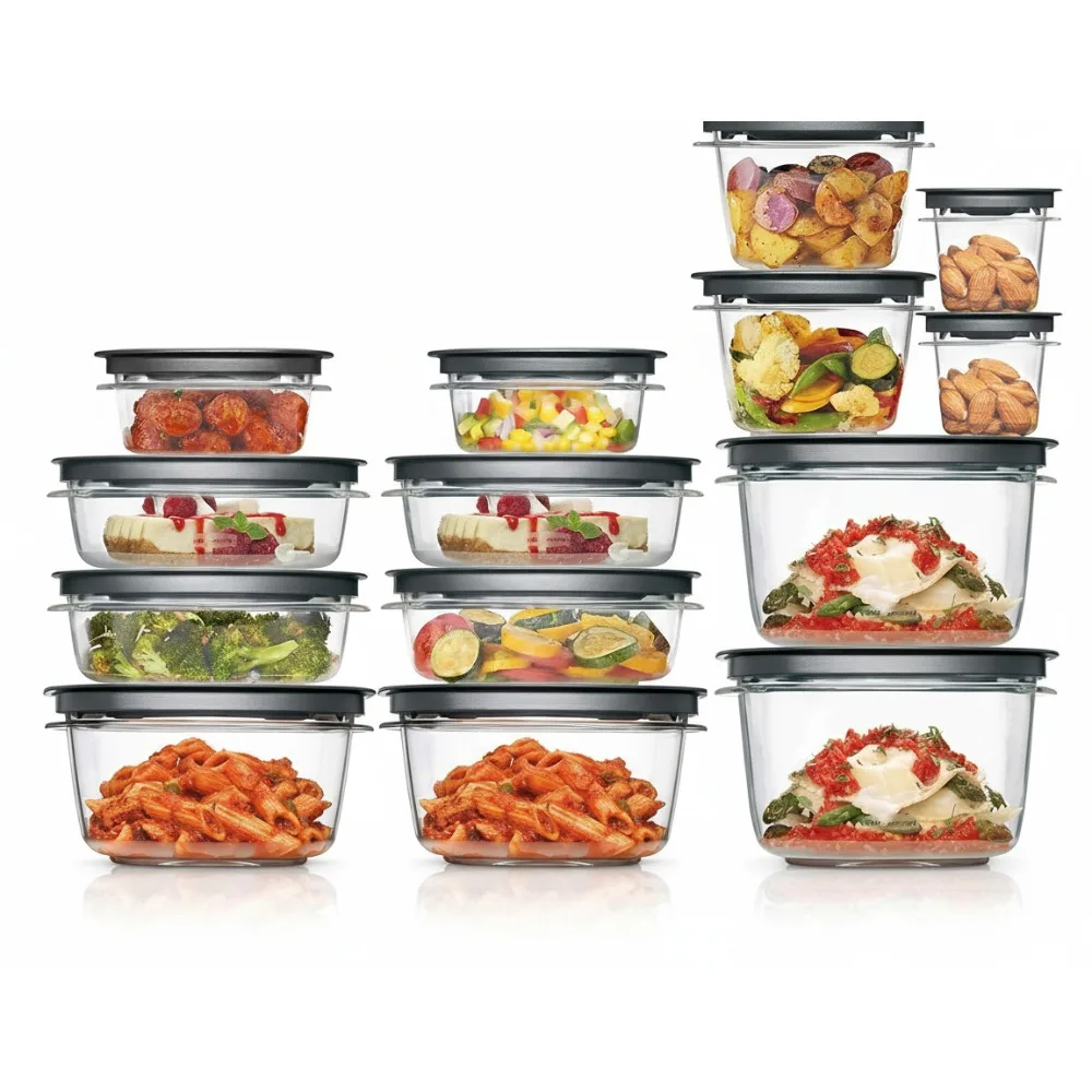 

Набор прозрачных/серых контейнеров для хранения продуктов питания из 28 предметов, основания и крышки премиум-класса, идеально подходит для приготовления еды, остатков и можно мыть в посудомоечной машине