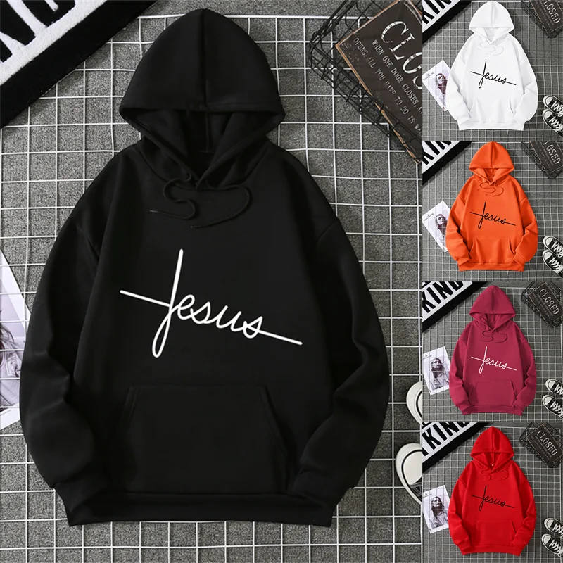 Faith พิมพ์ Hoodie สําหรับผู้หญิงคุณภาพสูง Hooded เสื้อแขนยาว All Season สุภาพสตรีกลางแจ้ง Casual Sporty เสื้อ