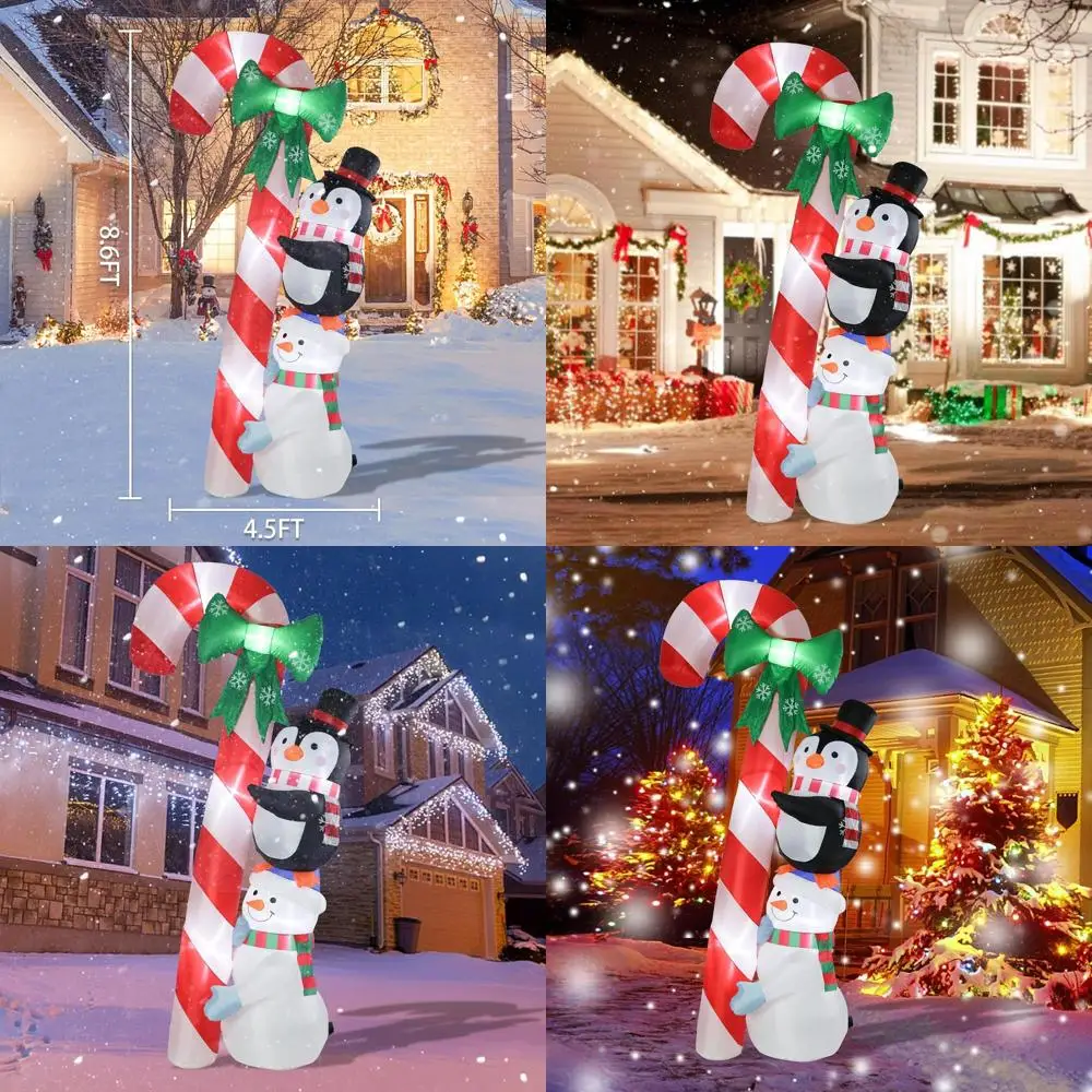 

8.6ft Tall Outdoor Christmas Inflatable with Snowman and Penguin, LED Lights Included for Holiday Yard Decor
