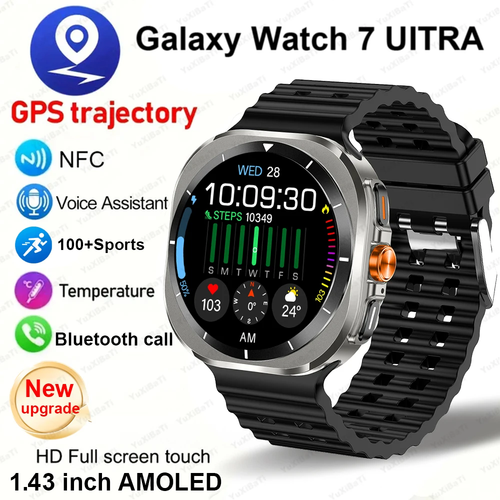 

For Samsung Galaxy Watch 7 Ultra NFC Compass Smartwatch Men Amoled Always Display Body Temperature Clock BT Talk Smart Watch