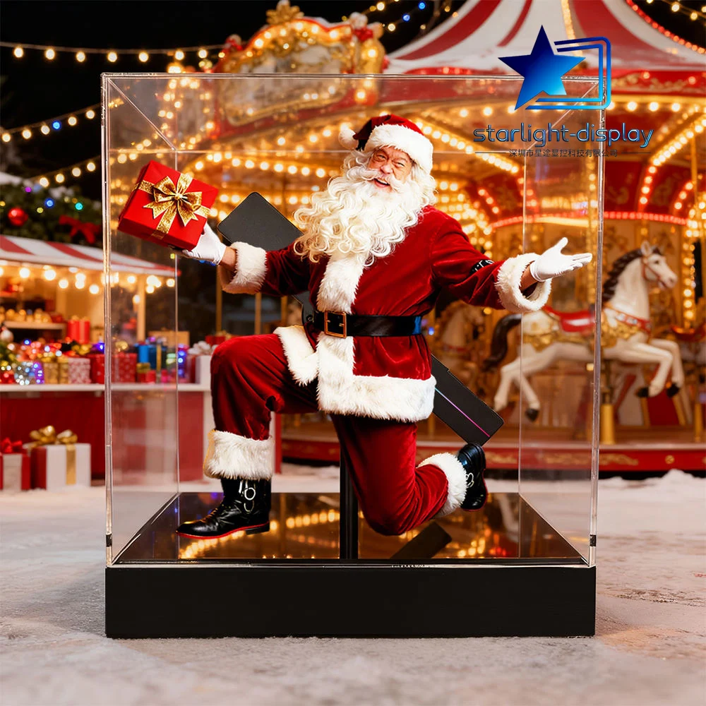 3D holografische ventilator LED-lichtdisplaydoos - Halloween en Kerst Desktop Decor Video- en beeldspelfunctie