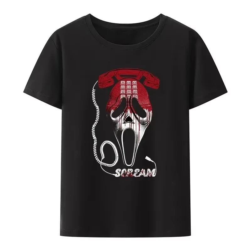 دعونا نشاهدة أفلام الرعب، رعب الصراخ، الجدة، الرسومات الممتعة، قمصان الموضة، القمصان، قمم القوطية الشهيرة للرجال والنساء #2