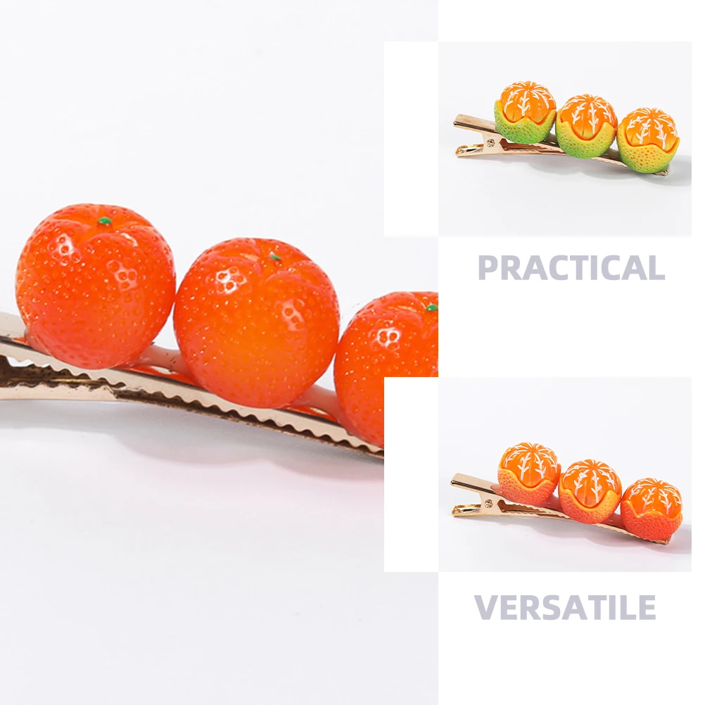 

4pcs Simulated Orange Fruit Hair Clips Resin Aesthetic Hair Accessories for Women Girls Cute Hairpins Daily Party Wedding