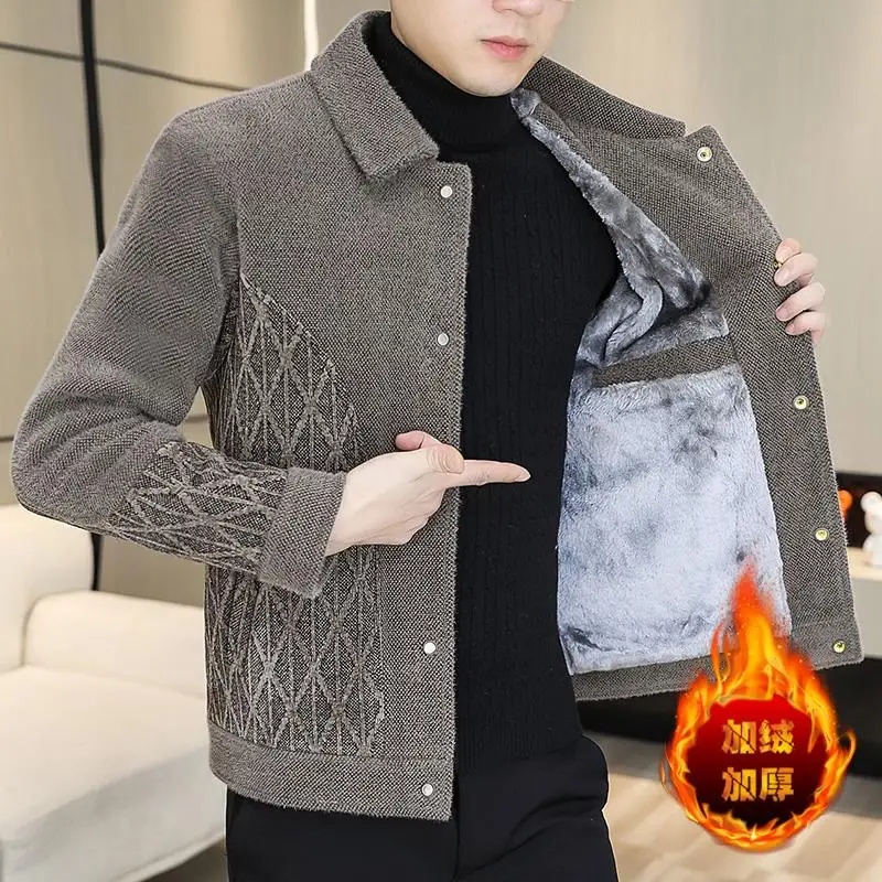 2023 Autumn Winter New Fashion Short Wool Jacket Men\'s Casual Plus Cotton Thickened Warm High-Quality Coat