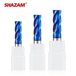 SHAZAM HRC70 Blue Nano Coating Milling Cutter 4-Flute Tungsten Steel Carbide CNC Machine Machining Flate Endmills Tools