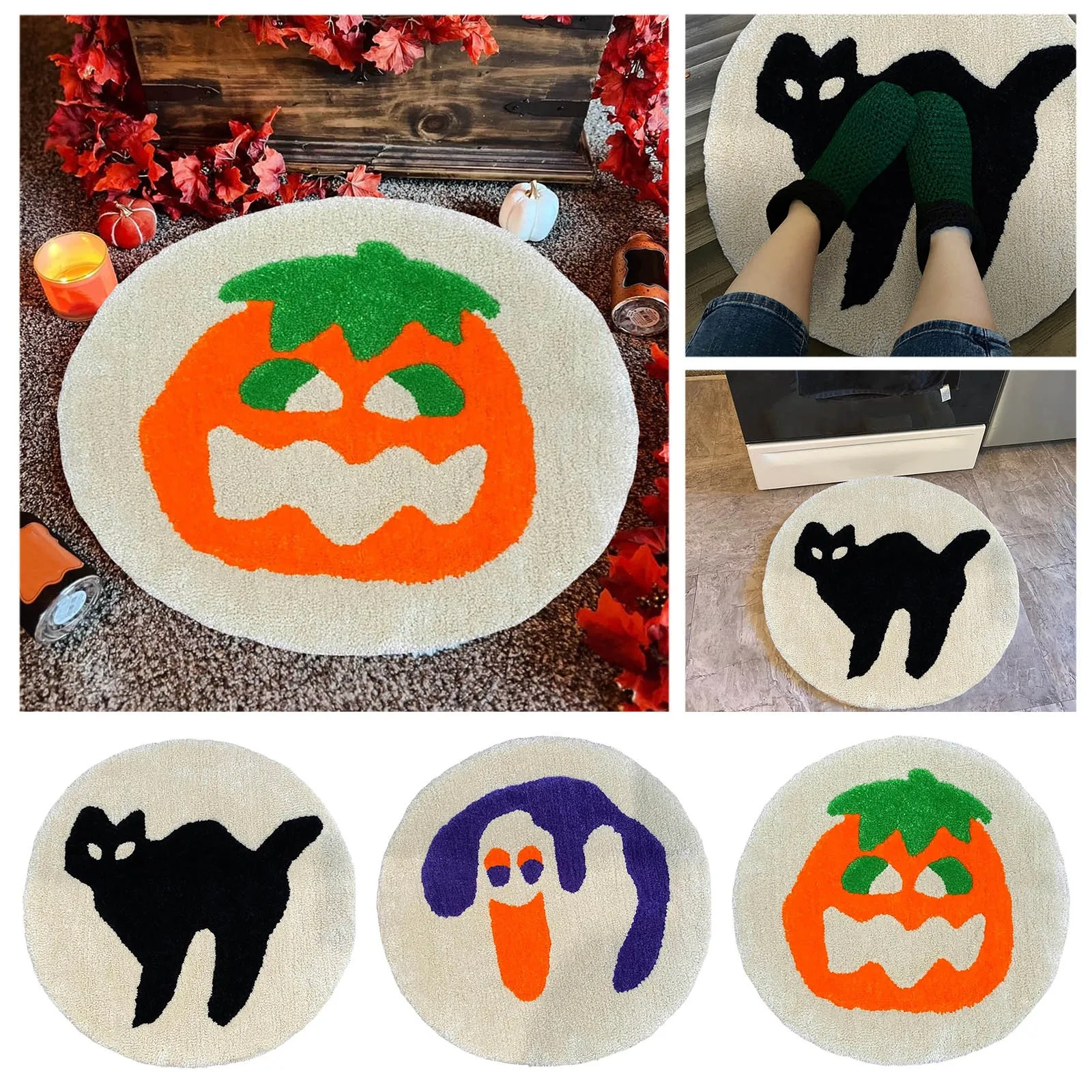 Halloween Cookie Pumpkin Doormat Decoration Decorative Pillow Home Realistic Food Snack Plushie Props DIY Gifts Party Supplies