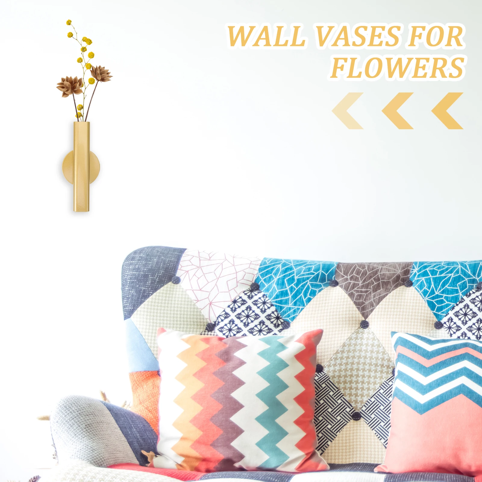 

Nordic Wall Mounted Flower Vase Metal Tube for Natural Greenery Bouquets Home Office Decor Wedding Birthday Party Holiday