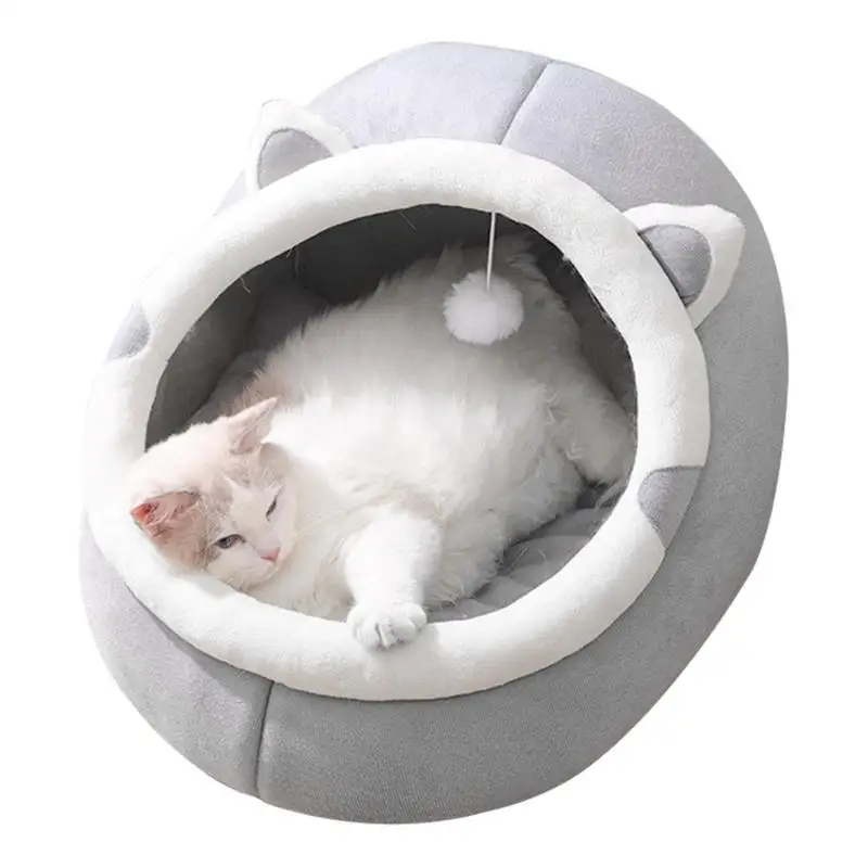 

Cat Bed Cave Comfortable Semi-enclosed Kennel Cat House Removable elf-Warming Cat Tent Bed Washable Nest Pad Pet Sleeping Bed