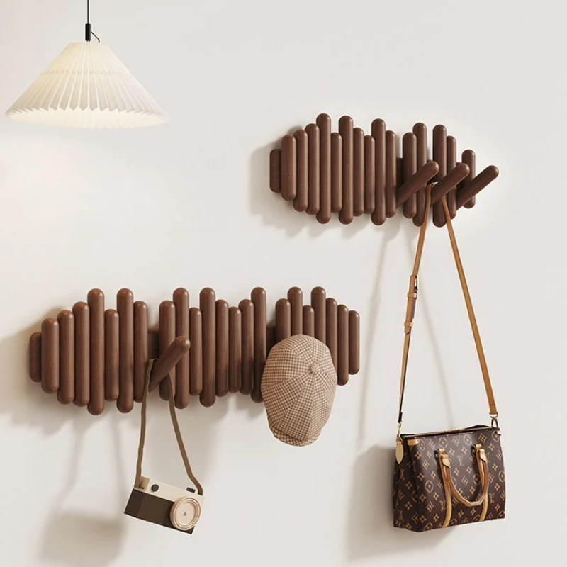 Black Walnut Wood Wall Mounted Coat Hooks for Entryway Bedroom Bathroom Organizer Natural Solid Wood Hanger Rack