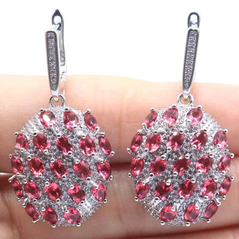 

12g 925 Solid Sterling Silver Earrings Customized Multi Color Aquamarine Rhodolite Garnet Pink Morganite CZ Women Wedding