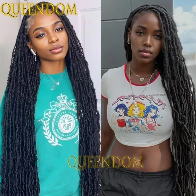 40 Inch Synthetic Pre Looped Jumbo Braid Wig Full Lace Butterfly Locs Braided Wig for Afro Women Knotless Box Braids Goddess Wig