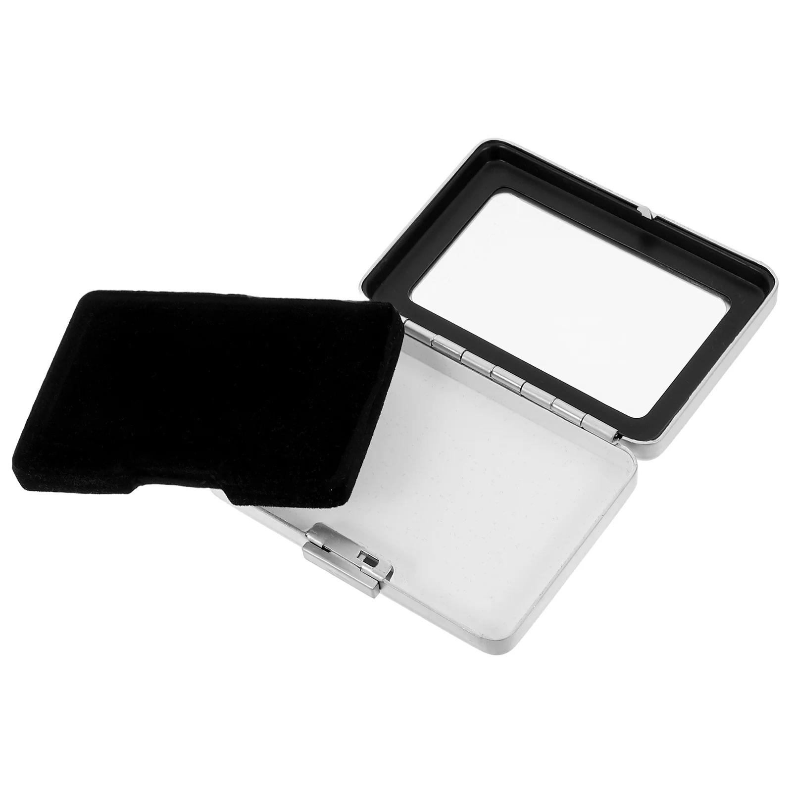 

Multifunctional Metal Jewelry Storage Box Stainless Steel Display Case Clear Window Protective Sponge Pad For Rings