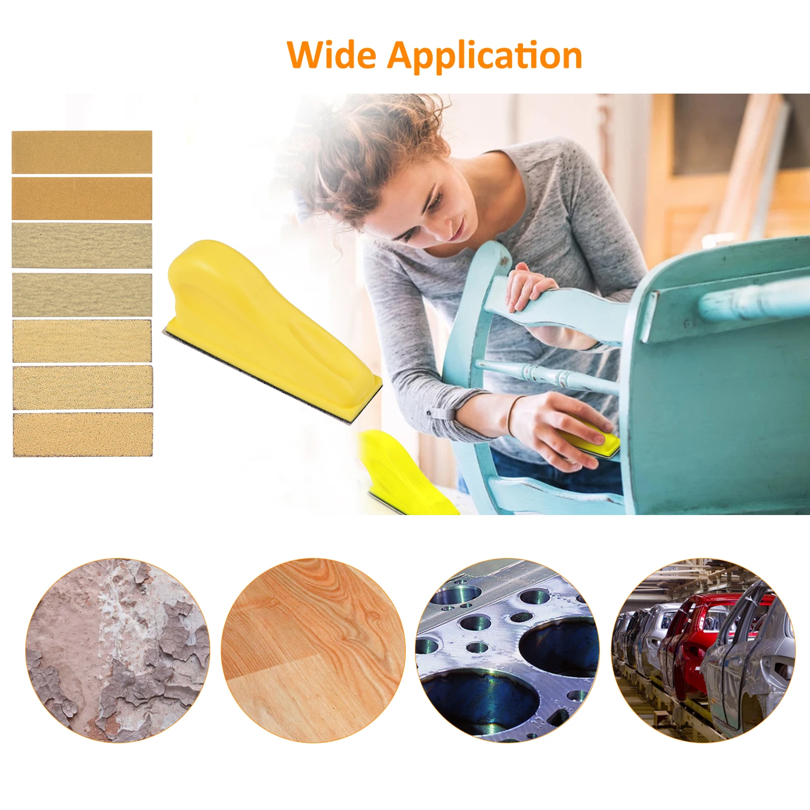 Micro Sander Kit 3.5x1 Inch Mini for Small Projects, Detail Handle Sanding Tools, 70 Sheets Sandpaper Wood 40/60/80/120/180/240