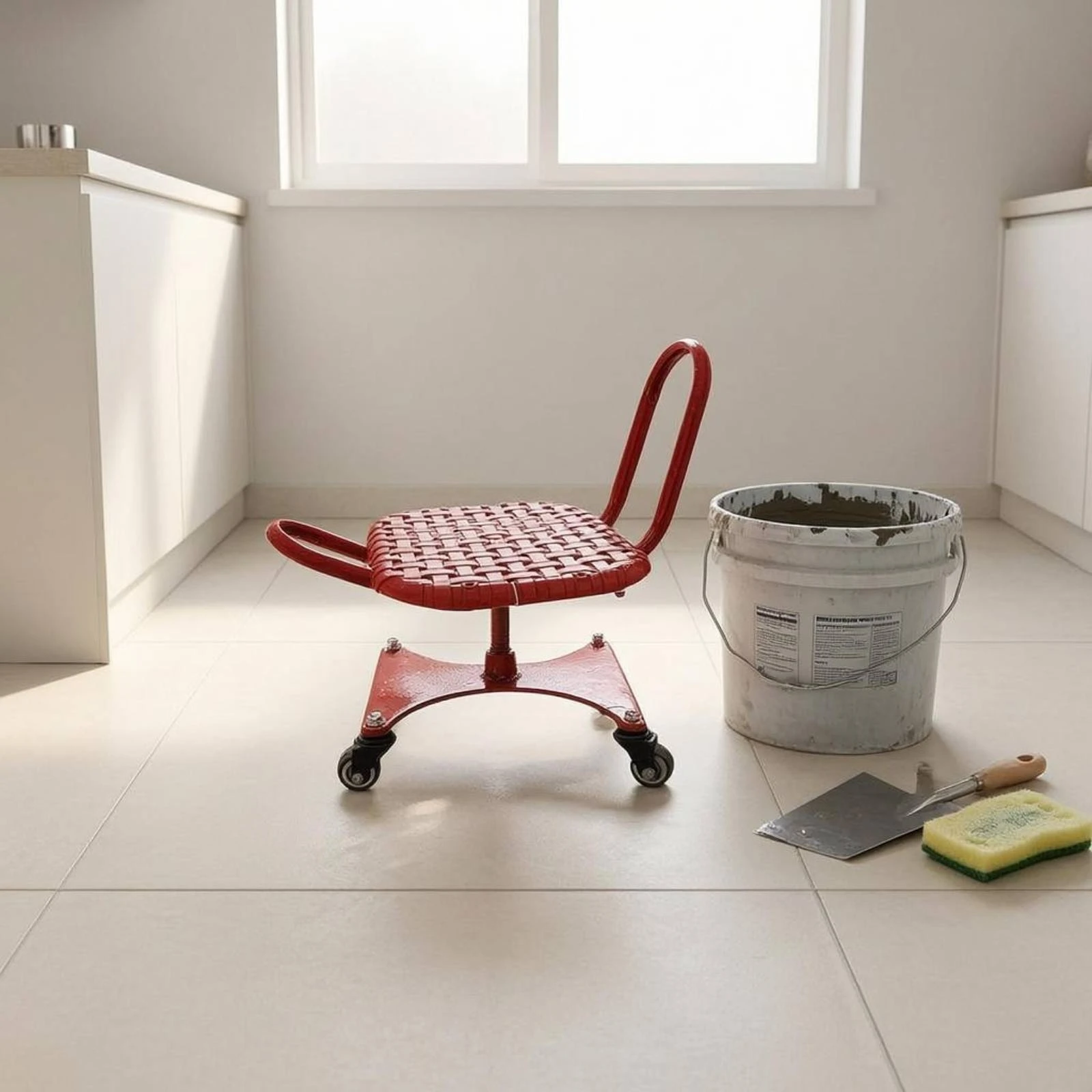 Adjustable Height Work Stool Stable 4-Wheel Design Adjustable Height Shop Stool Low Creeper Seat Easy to Clean for Painters