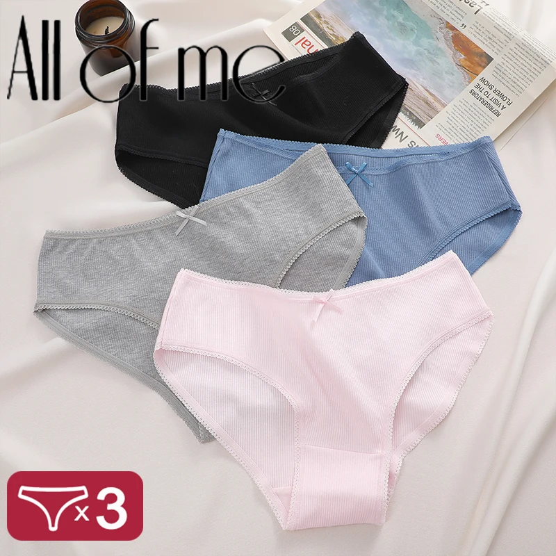 

3Pcs Panties for Woman Underwear Cotton Sexy Breathable Soft Lingerie Female Briefs Girls Cute Solid Color Underpants Large Size