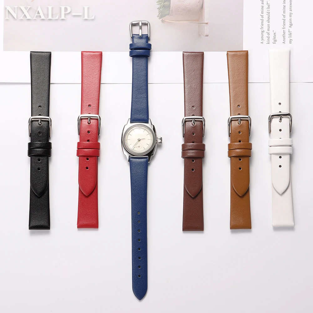 رقيقة جدا جلد العجل حزام (استيك) ساعة 10 مللي متر 12 مللي متر 14 مللي متر 16 مللي متر سوار لينة جلد العجل حزام العالمي حزام الساعات صغيرة الحجم معصمه