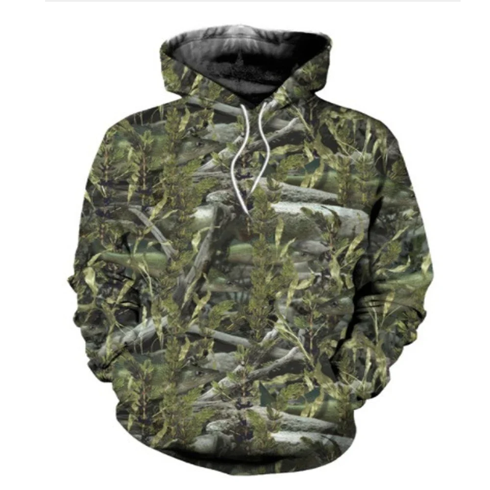 Men and Women Outdoor Fishing Camping Hunting Clothing Spring and Autumn Maple Leaf Camouflage 3D Hoodie Fashion Hooded Jacket