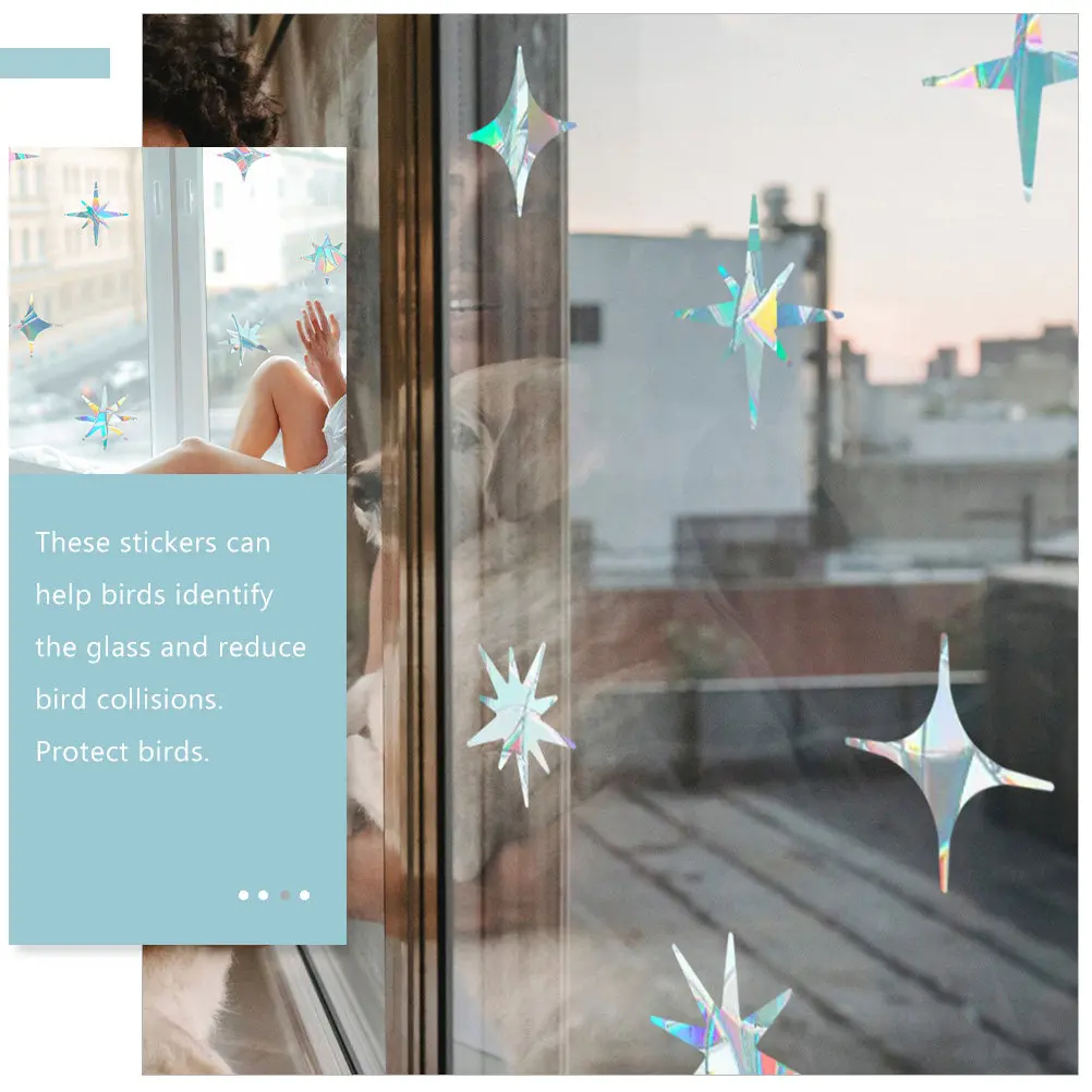 8Pcs Alert Bird Window Decals Non Adhesive Static Cling Stickers Prevent Collisions Sunlight Refracting Decorative Window