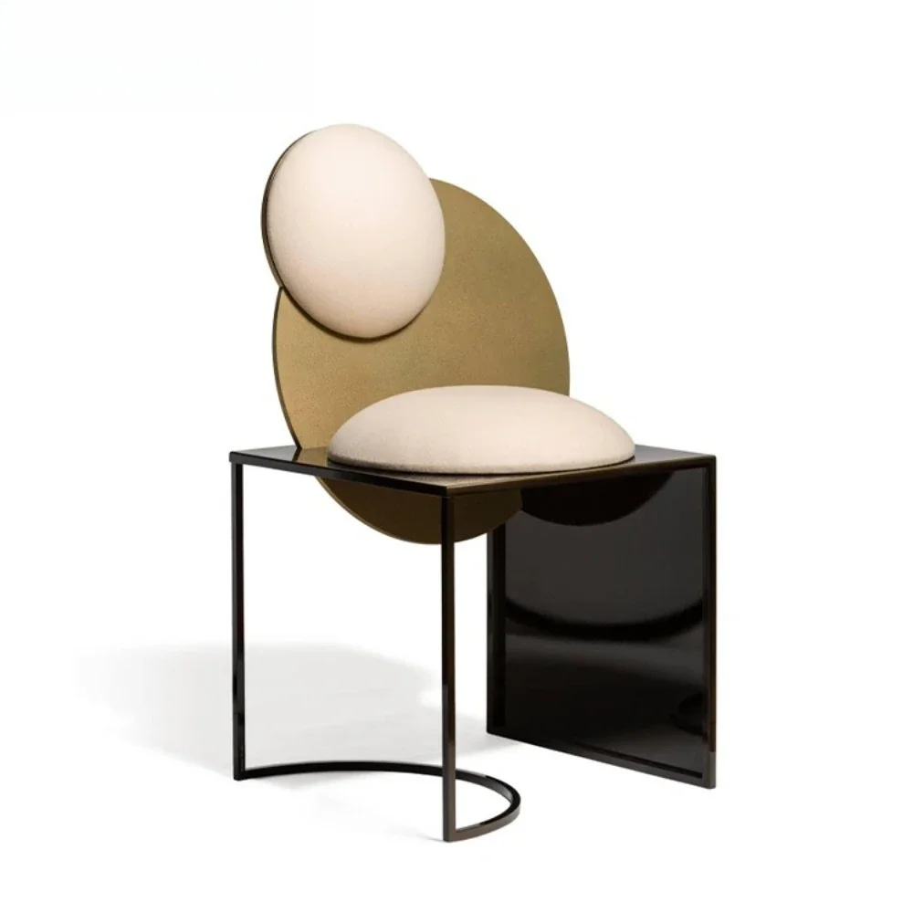 

Furniture Postmodern Luxury Gold Metal Dining Chairs Unique Fashion Leisure Chairs