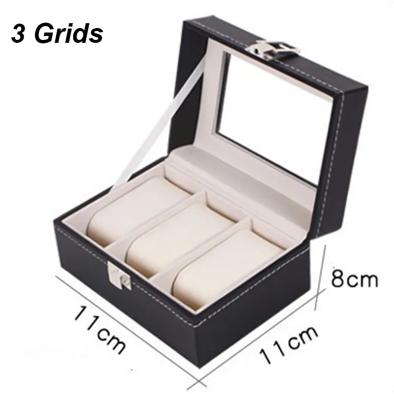 NONE DELESYS Klassischer Stil 2/3/4/5/6/8/10/12/20 Slots PU-Leder Uhrenvitrine Organizer Schmuck Aufbewahrungsbox mit Glasplatte 9