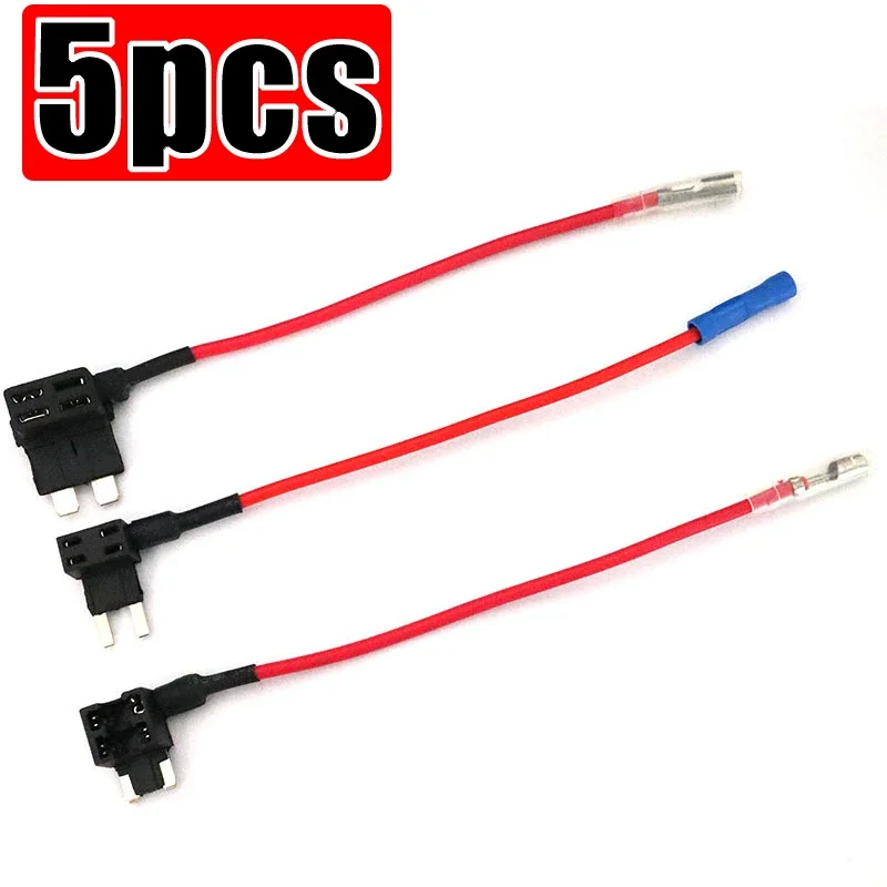 5pcs Car Fuse Box Electrical Outlet Circuit Slim Mini Blade Fuse Holder Fuse Plug with Wire Car Electronics Parts