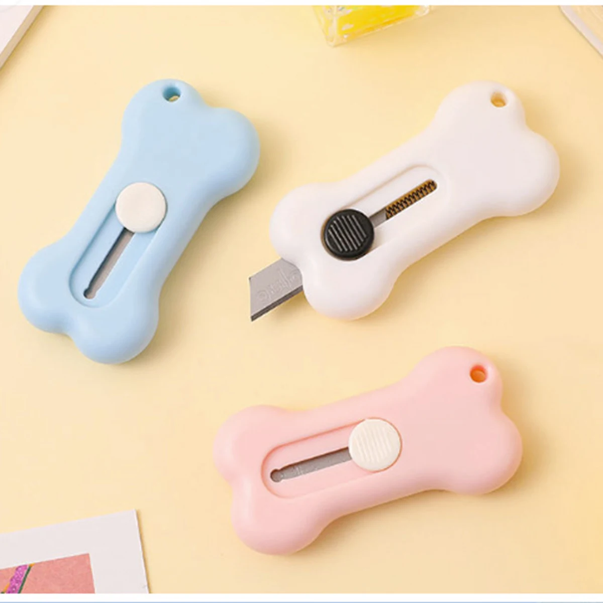 1-3 قطعة لطيف صغير الكرتون العظام سكّين متعدّد الاستخدامات فائدة رسالة فتاحة ورق فني القاطع Kawaii القرطاسية سكين #6