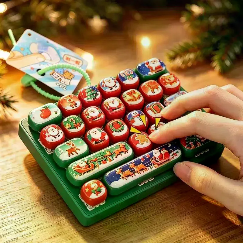 Christmas Fidget Keyboard Toy Cute Santa Prints Stress Relief For Xmas Gifts Kids Party Favors