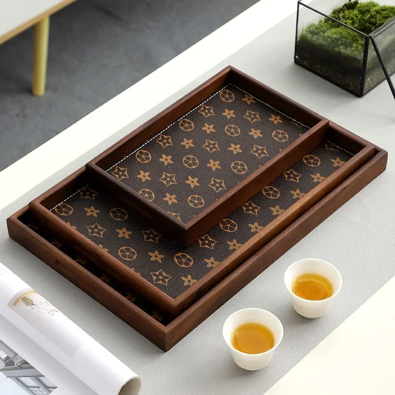 

High-End Exquisite Tray Solid Wood Plate Mid-Ancient Rectangular Tea Tray Aromatherapy Jewelry Storage Crafts Tray Display