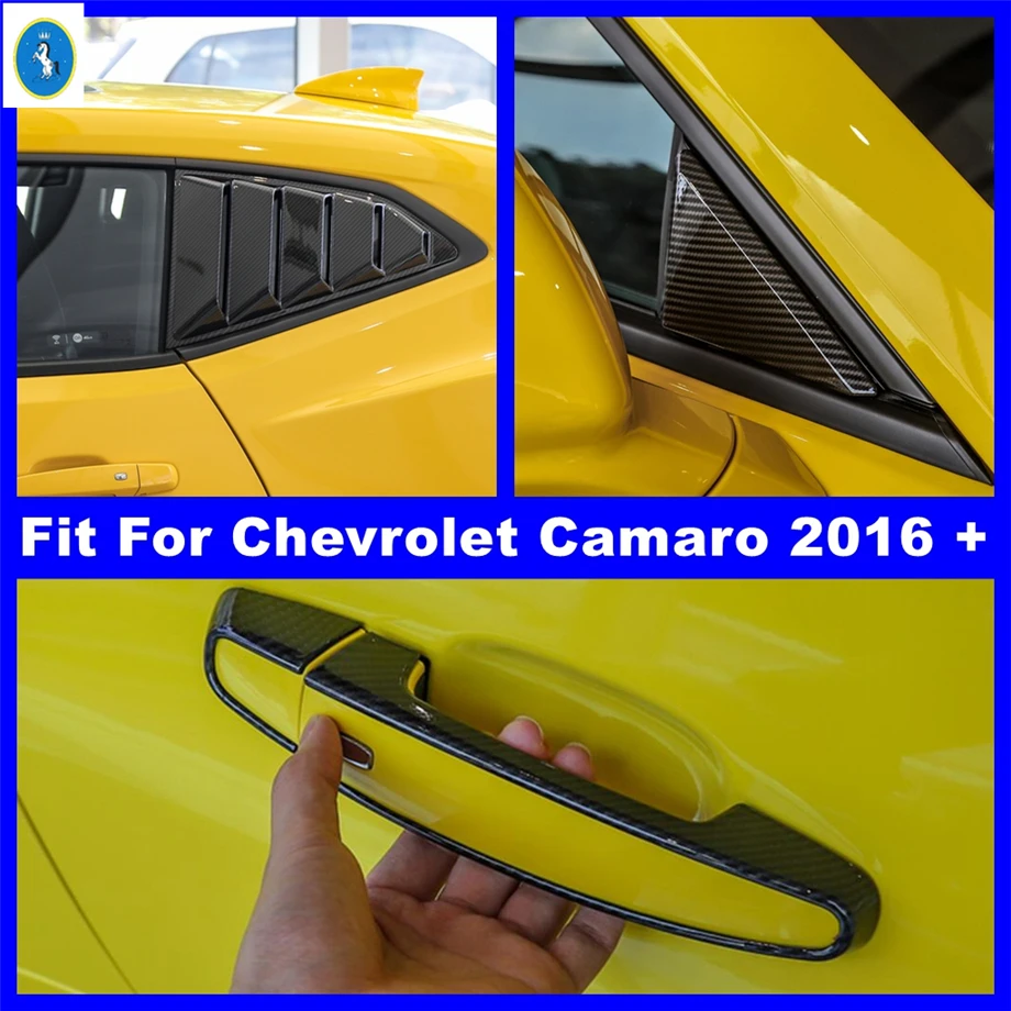 

Car Accessories Pillar A / Rear Louver Shutter Side Vent / Handle Cover Trim For Chevrolet Camaro 2016 - 2020 Carbon Fiber Look