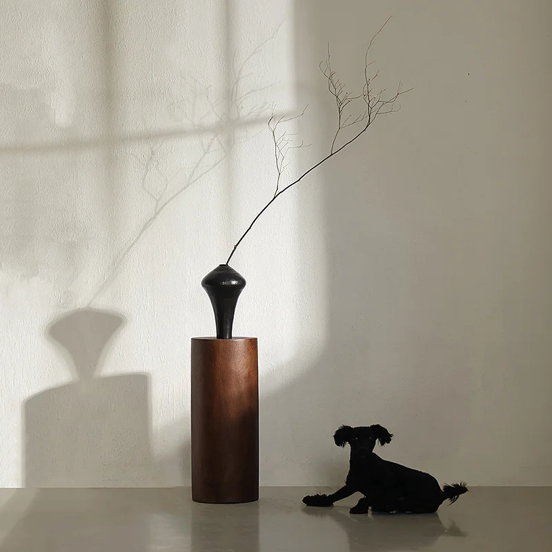 Wabi Sandy Wind-mesa redonda de escultura Medieval con Base de madera maciza, muebles para el hogar de estilo japonés, pastel de madera de alcanfor fragante para casa de familia