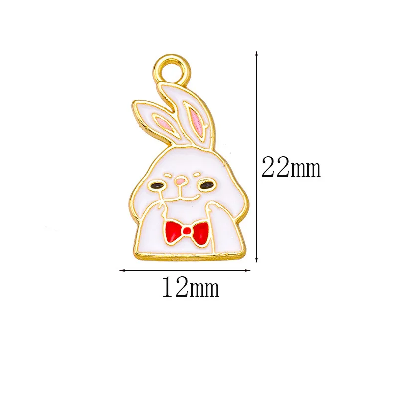 20 pcs/lot Fashion Alloy Enamel Rabbit Bow Pendant Accessories Charms for Women, Earrings/Necklace Handmade DIY Jewelry