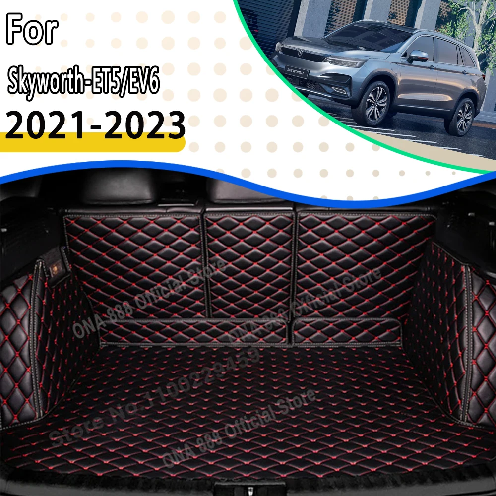 

Leather Car Rear Trunk Mats Car Mat For Skyworth ET5 EV6 2021 2022 2023 Waterproof Mud Carpets Trunk Storage Pad Car Accessories