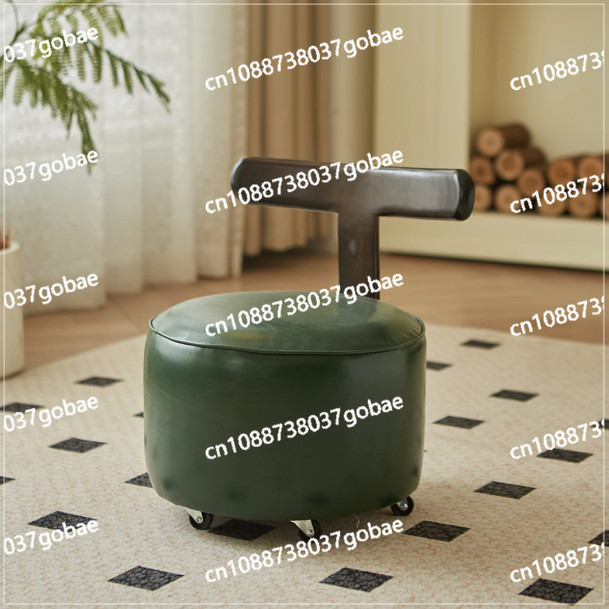 

Универсальный маленький табурет на колесах в стиле ретро, бытовой простой низкий табурет из цельного дерева, подвижный