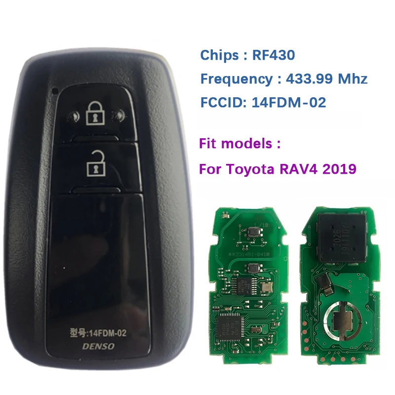 CN007184 Original 2 Button Smart Car Key For Toyota RAV4 2019 Frequency 433MHZ 14FDM-02 Board Number 231451-0410