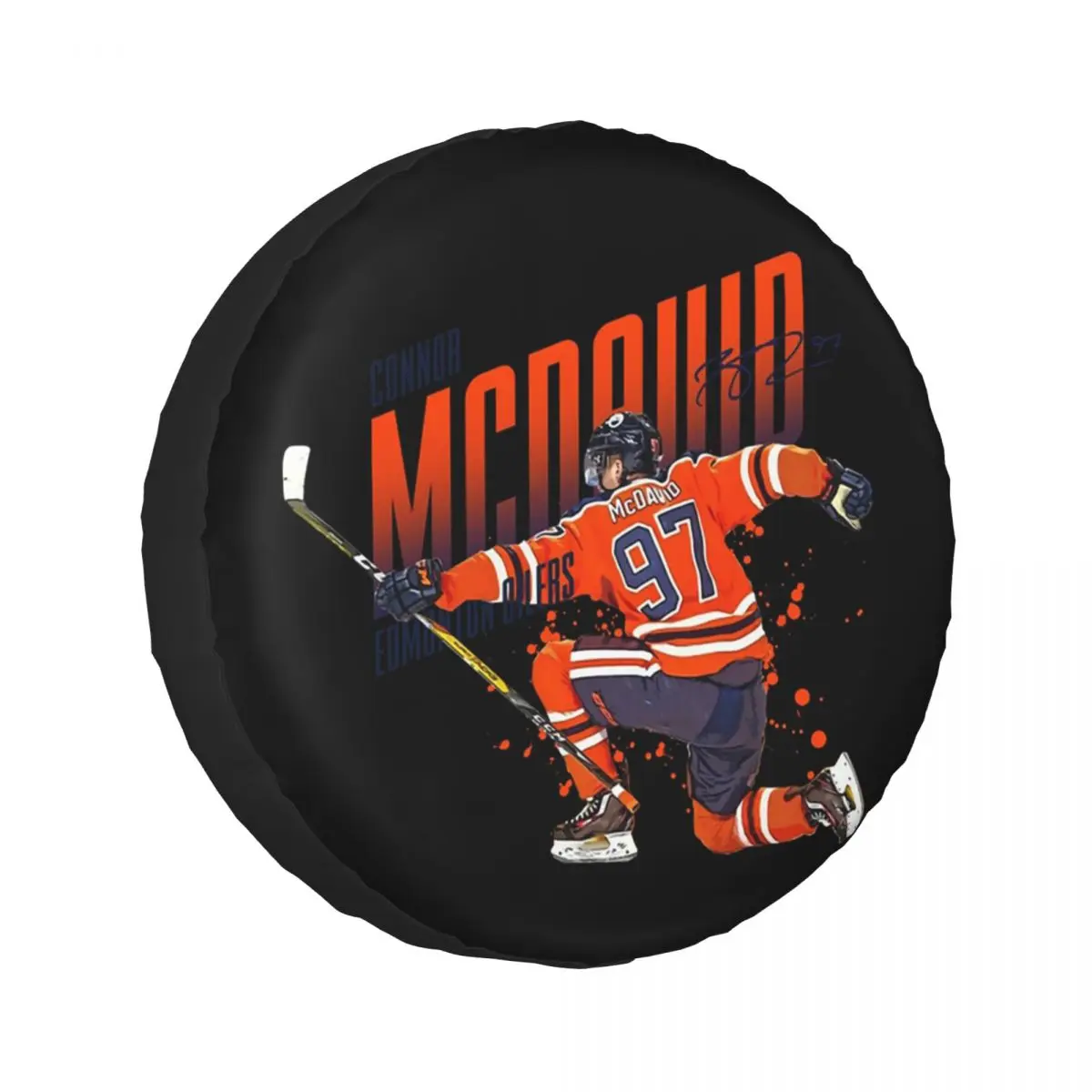 

Изготовленный на заказ чехол для запасного колеса Connor McDavid 97 для вентиляторов Edmonton Oilers для Jeep SUV RV 4WD, защитные чехлы для колес 4x4