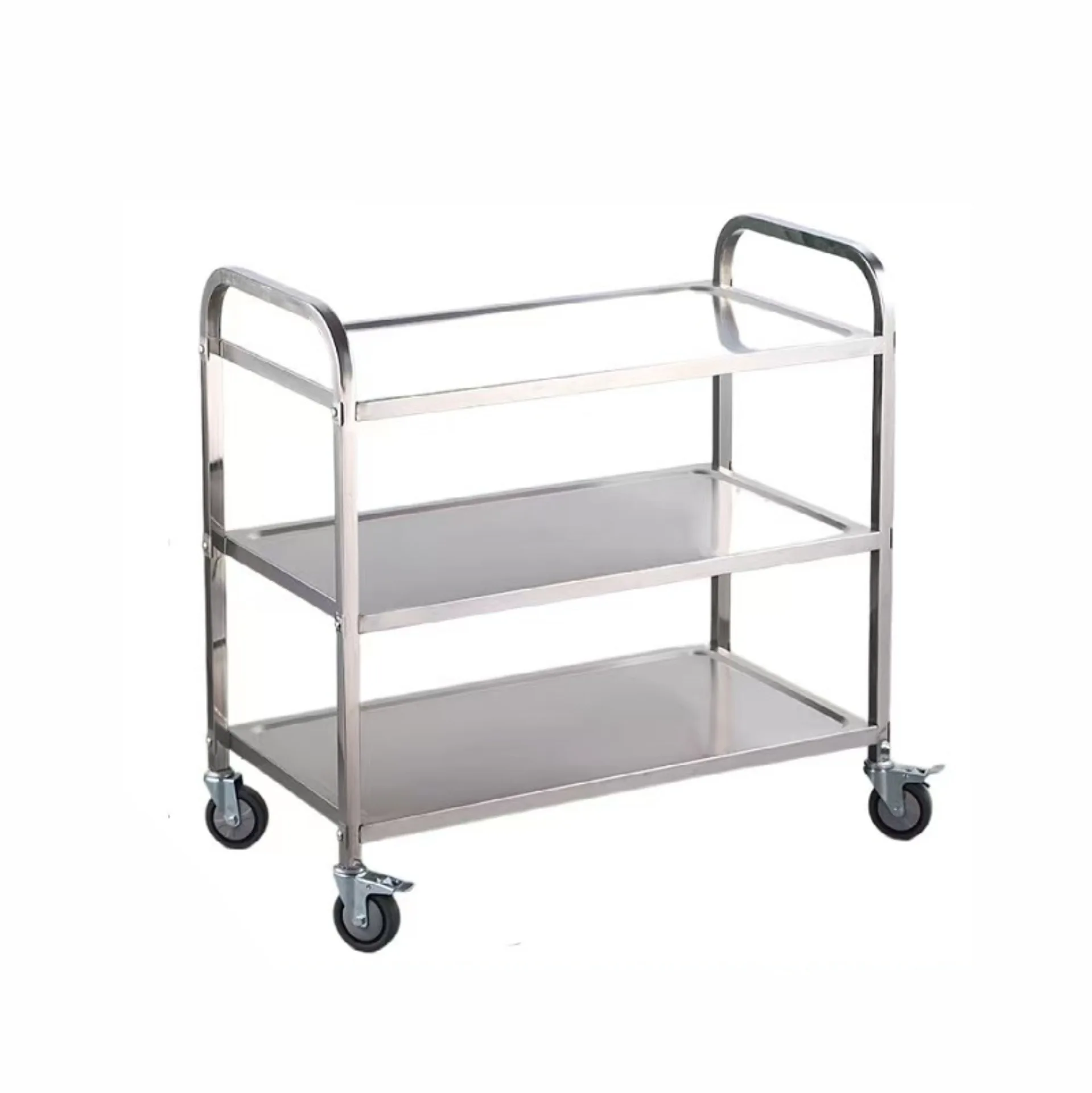Stainless steel dining cart, medical double-layer three-layer flatbed dish collecting , hotel restaurant commercial mobile