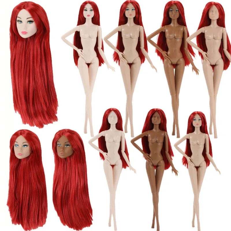 32cm Red Hair Supermodel Doll 1/6 Fashion Makeup Doll Joint Movable White/Normal/Dark Brown Skin Children DressUp Toy Collection