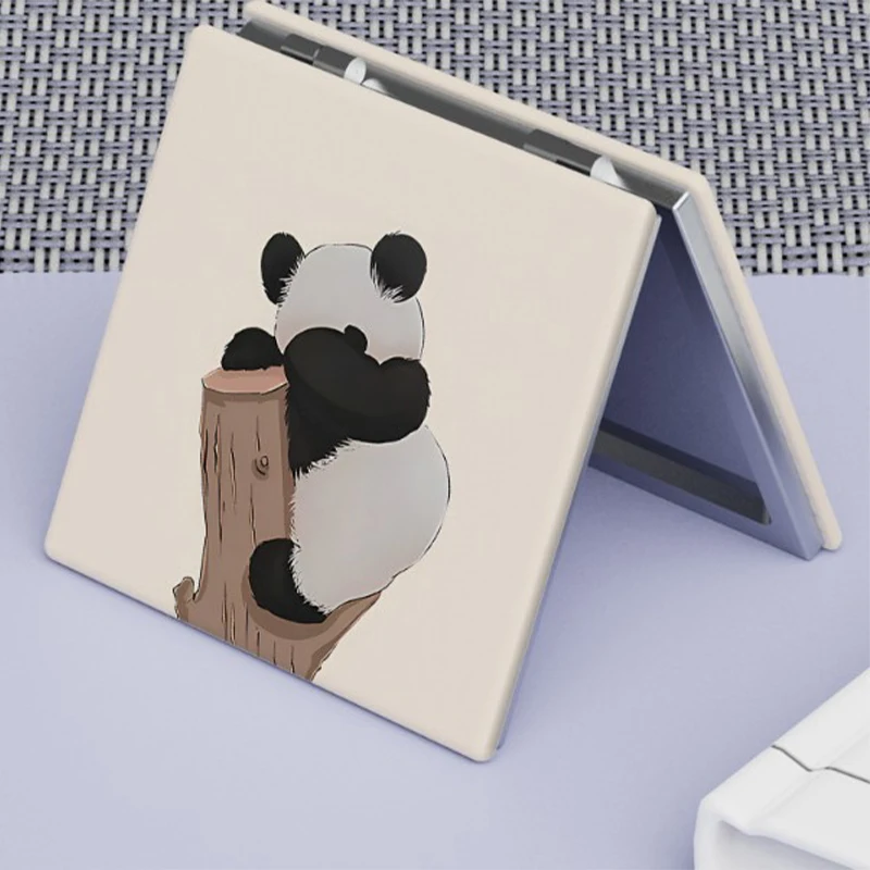 Little Panda-Espejo de maquillaje plegable para niñas adolescentes, bonito dormitorio con peine portátil, espejo de maquillaje pequeño, espejo de transporte