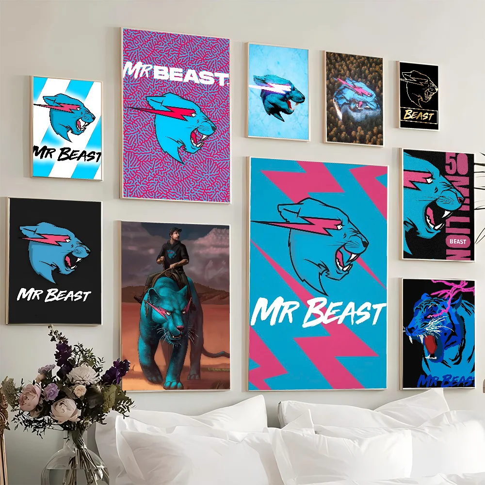 1PC Game Blogger Mr-Beast Poster Movie Sticky Posters Retro Kraft Paper Sticker DIY Room Bar Cafe Aesthetic Art Wall Painting